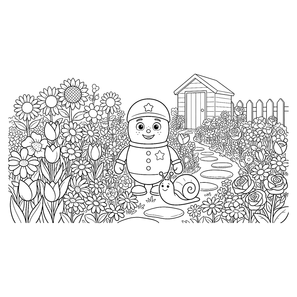 Coloriage L'escargot au jardin