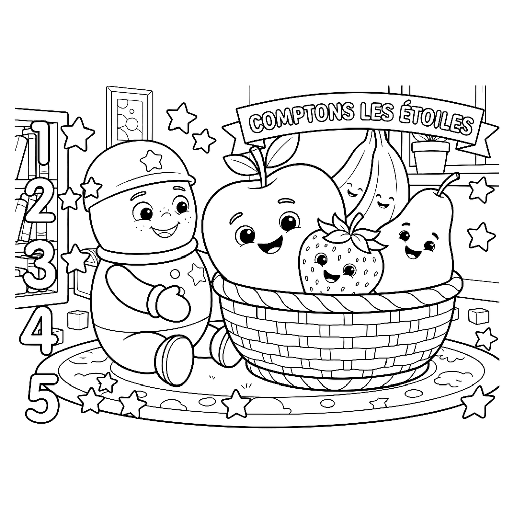 Coloriage compter les étoiles Ploumi