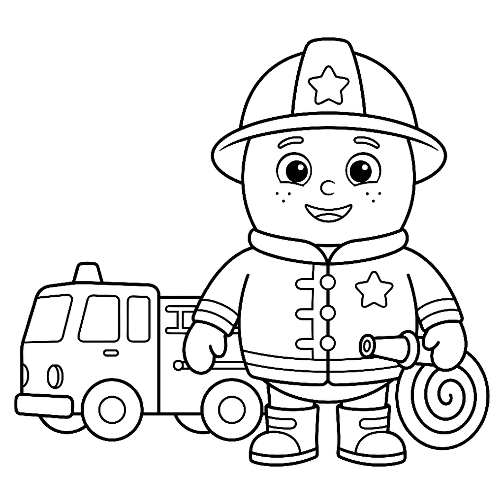 Coloriage Ploumi pompier